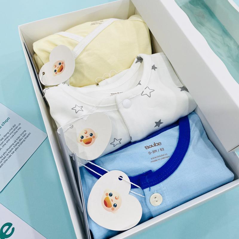 Combo quà tặng sơ sinh cho bé Boube - Chất liệu petit mềm mịn, thoáng mát - Size Newborn cho các bé dưới 6.5kg