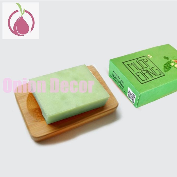 Xà bông Sinh Dược Mướp đắng, xà bông cục handmade 100gr, mẫu bao bì vẽ mộc, mùi tràm nhẹ, làm sạch diệt khuẩn hiệu quả, Mướp đắng theo YHCT có tính mát cho da