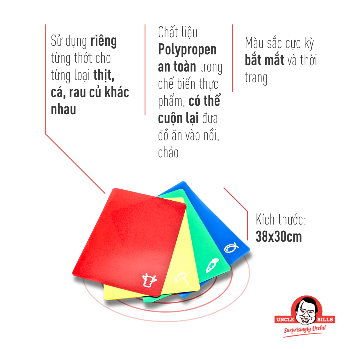 Thớt dẻo (bộ 4 cái) Uncle Bills KA0154