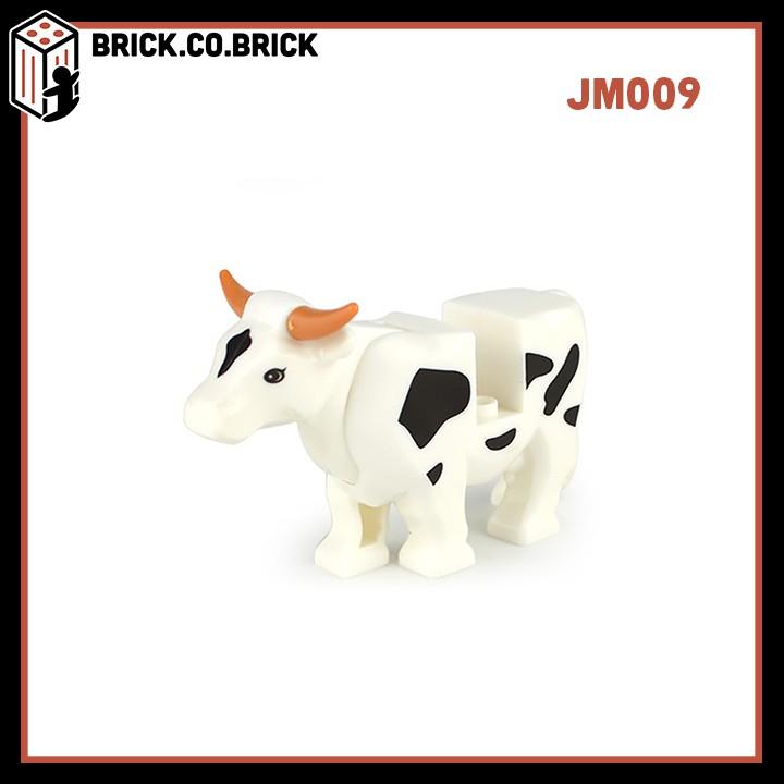 Nhân vật Lắp ráp minifig Mô hình Bò Sữa Đốm Bò Nâu Ăn cỏ Thú rừng Xanh và Động vật Animal JM009-010 - JM009