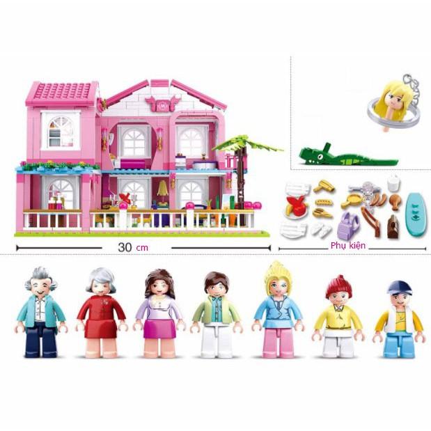 (sẵn) Đồ chơi xếp hình lắp ráp Đồ chơi lego bé gái lego friends mô hình biệt thự gia đình 896 mảnh 6 người  B0721