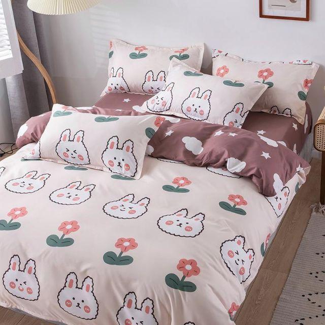 Bộ cotton poly Thỏ Béo Ga Nâu