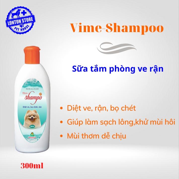 Sữa Tắm Vime shampoo - Diệt Ve, Rận, Bọ Chét cho chó mèo,300 ml - Lonton store