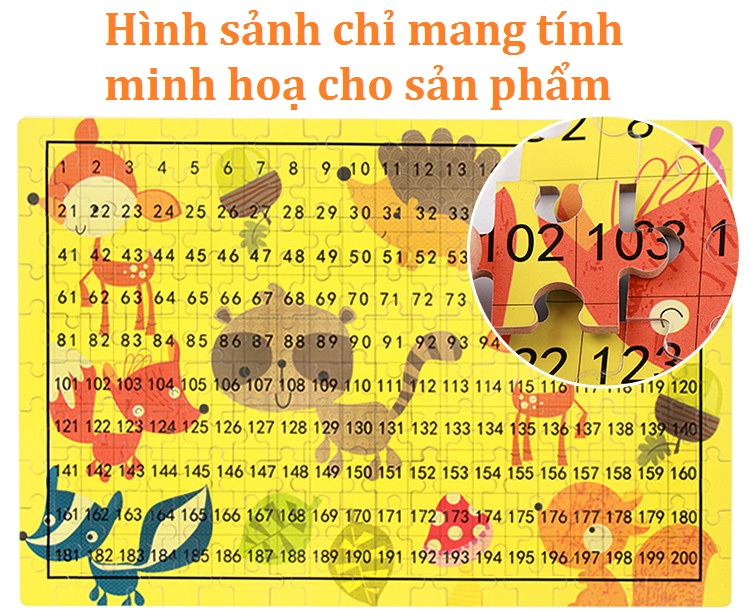 Tranh ghép hình cho bé 200 mảnh gỗ có hộp đựng