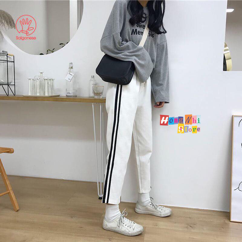 Quần Kaki 2 Sọc Màu Trắng - Quần Kaki 2 Line Pants Unisex White - MM