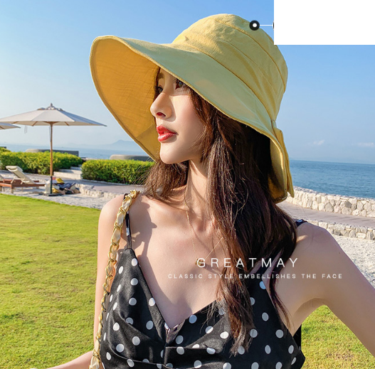 Mũ rộng vành chống nắng chống tia cực tím gắn nơ bản to, nón chống nắng nữ thời trang
