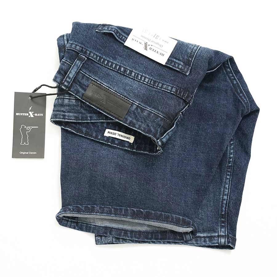Quần Short Jeans Nam Rách Cao Cấp HUNTER X-RAYS Form Slimfit Thun Màu Xanh S62