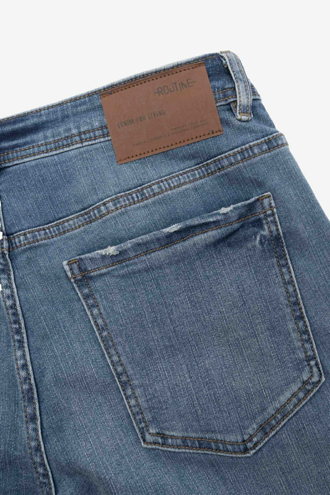 Quần jean nam ROUTINE trơn màu Xanh Indigo form.Slim - 10F23DPA026 | LASTORE MENSWEAR