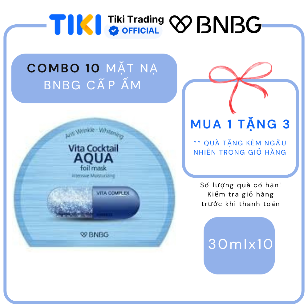 Combo 10 Mặt Nạ Cấp Ẩm Cho Da BNBG Vita Cocktail AQUA Foil Mask 30mlx10