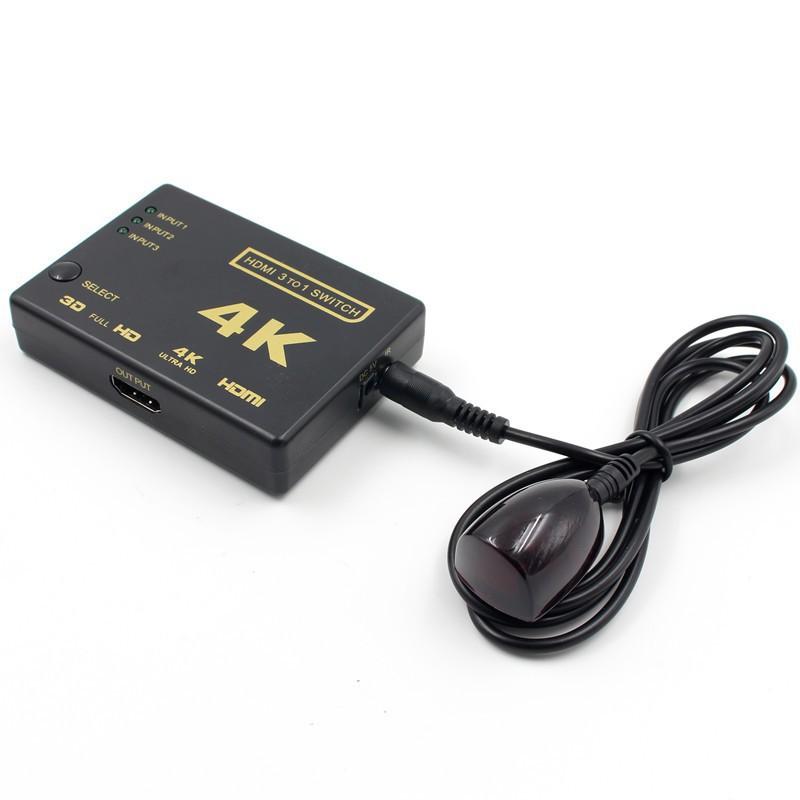 Bộ Chuyển Đổi Hdmi Kèm Điều Khiển Từ Xa 4k 2k 1080p Fhd 3 Đầu Vào 1 Ra 3 Sang 1