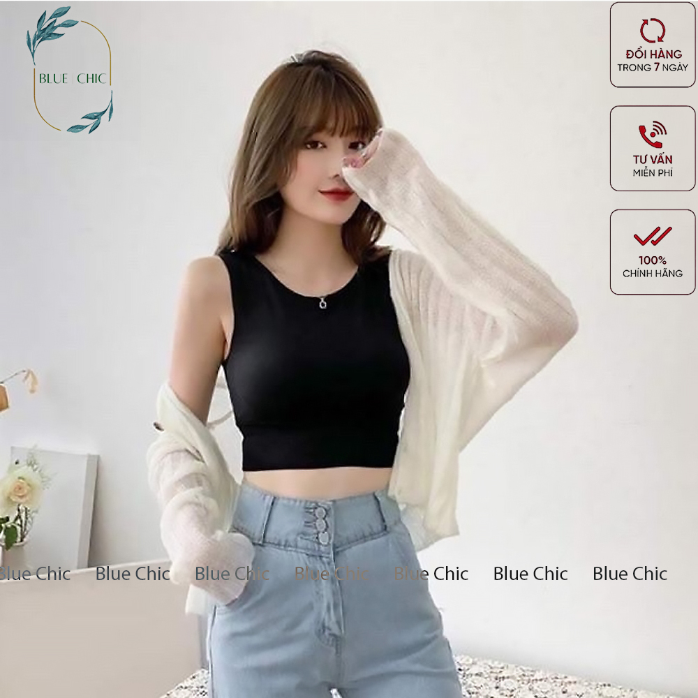Áo croptop nữ Blue Chic sát nách ba lỗ thun không tay kiểu ôm body tank top vải cotton co giãn tốt 3 màu đen trắng nâu