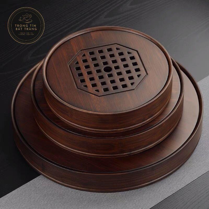 Khay Trà Tre Cao Cấp Tròn Lớn Kích Thước 38*5* KT 20.3