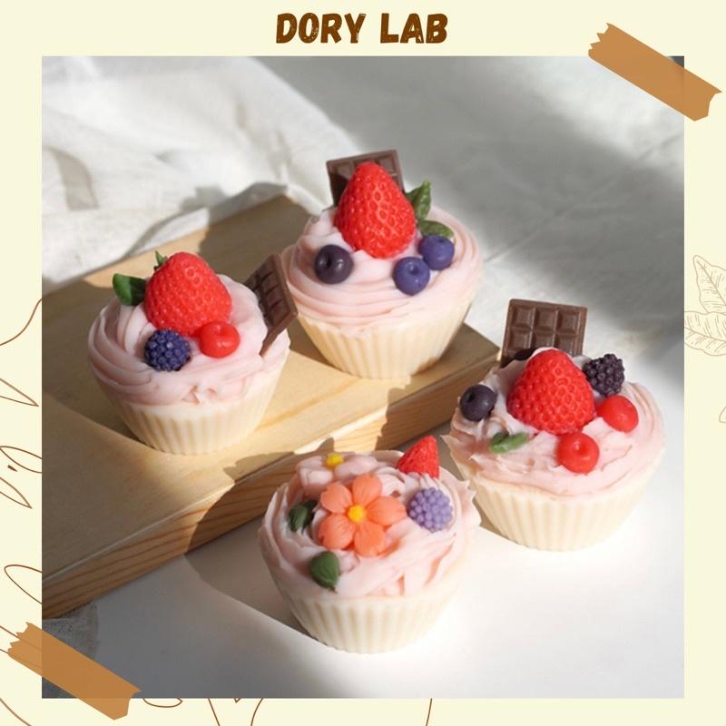 Nến Thơm Bánh Cupcake Dâu Tây Handmade, Phụ Kiện Decor - Dory Lab