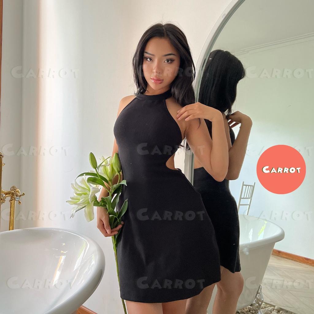 Đầm body sexy thiết kế có mút tôn dáng gợi cảm phối cổ yếm váy nữ ngắn carrotxinhdep đi tiệc đi dạo phố