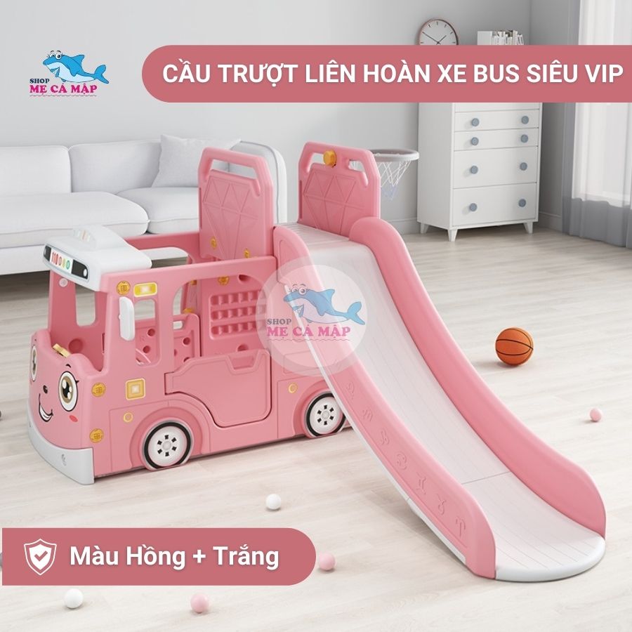 Cầu trượt xe Bus hàng siêu cấp rất dày và nặng, cầu trượt cho bé liên hoàn tải trọng 100kg