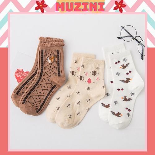 Tất cao cổ nữ Muzini tất nữ cotton phong cách Hàn Quốc nhẹ nhàng TN108