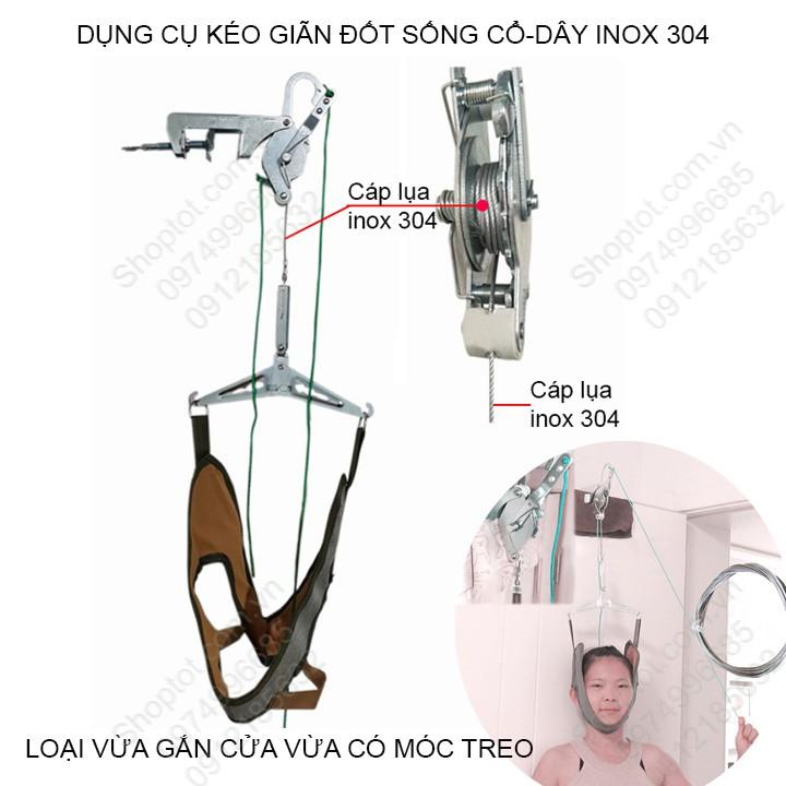 DỤNG CỤ KÉO GIÃN ĐỐT SỐNG CỔ HỖ TRỢ ĐIỀU TRỊ THOÁI HÓA ĐỐT SỐNG CỔ, LOẠI GẮN CỬA DKDC.GC02, DÂY CÁP LỤA INOX 304