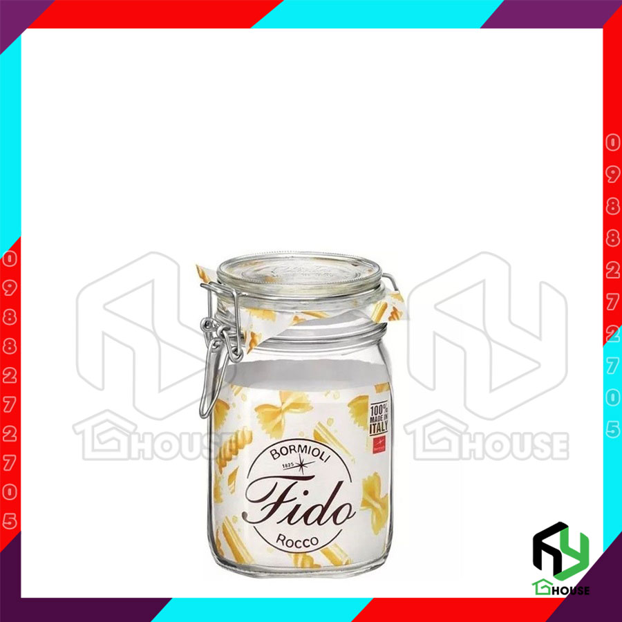 ITALY-Hũ thủy tinh nắp cài FIDO - Bormioli Rocco - 1000ml - Siêu kín hơi - Glass jar with airtight lid