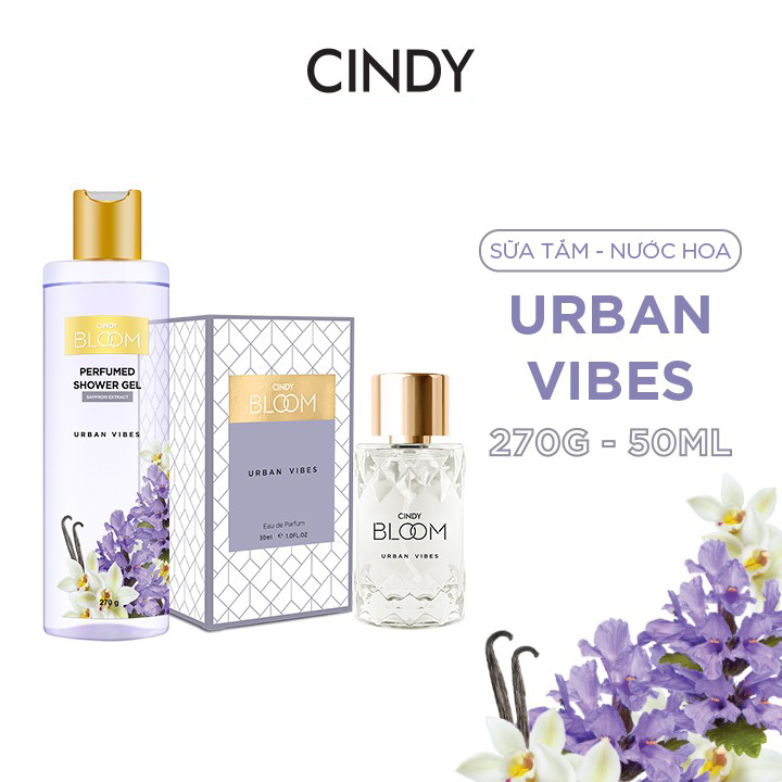 Bộ đôi sữa tắm nước hoa &amp; nước hoa nữ Cindy Bloom Urban Vibes mùi hương tự tin cuốn hút 270g + 50ml