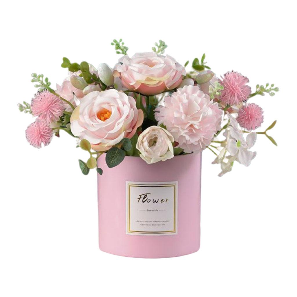 Artificial Flower Plants False Faux Fake Flowers in Vase Decorative with Pot Garden Home Office Table Party Decor