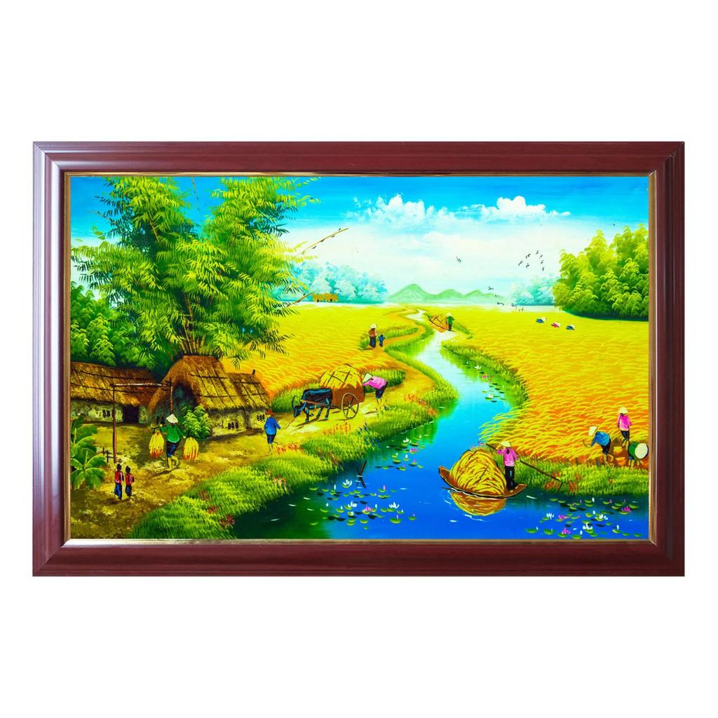 3. Tranh cánh đồng lúa chín, tranh đồng quê trang trí tường TDQ-26