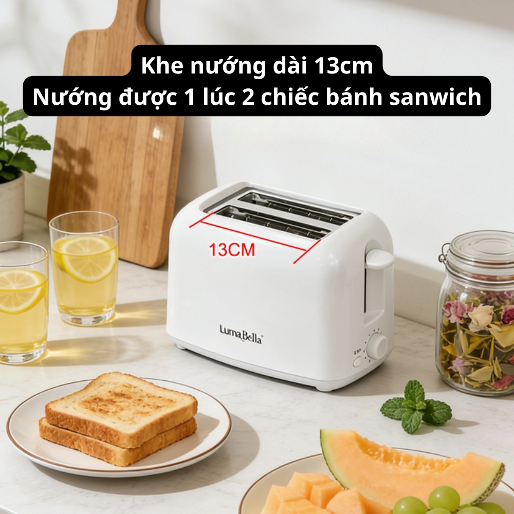 Máy nướng bánh mì sandwich Lumabella  LB-58042 công suất cao 700W, 6 nấc nảy tự động làm bữa sáng tiện lợi - DELIYA HÀNG CHÍNH HÃNG