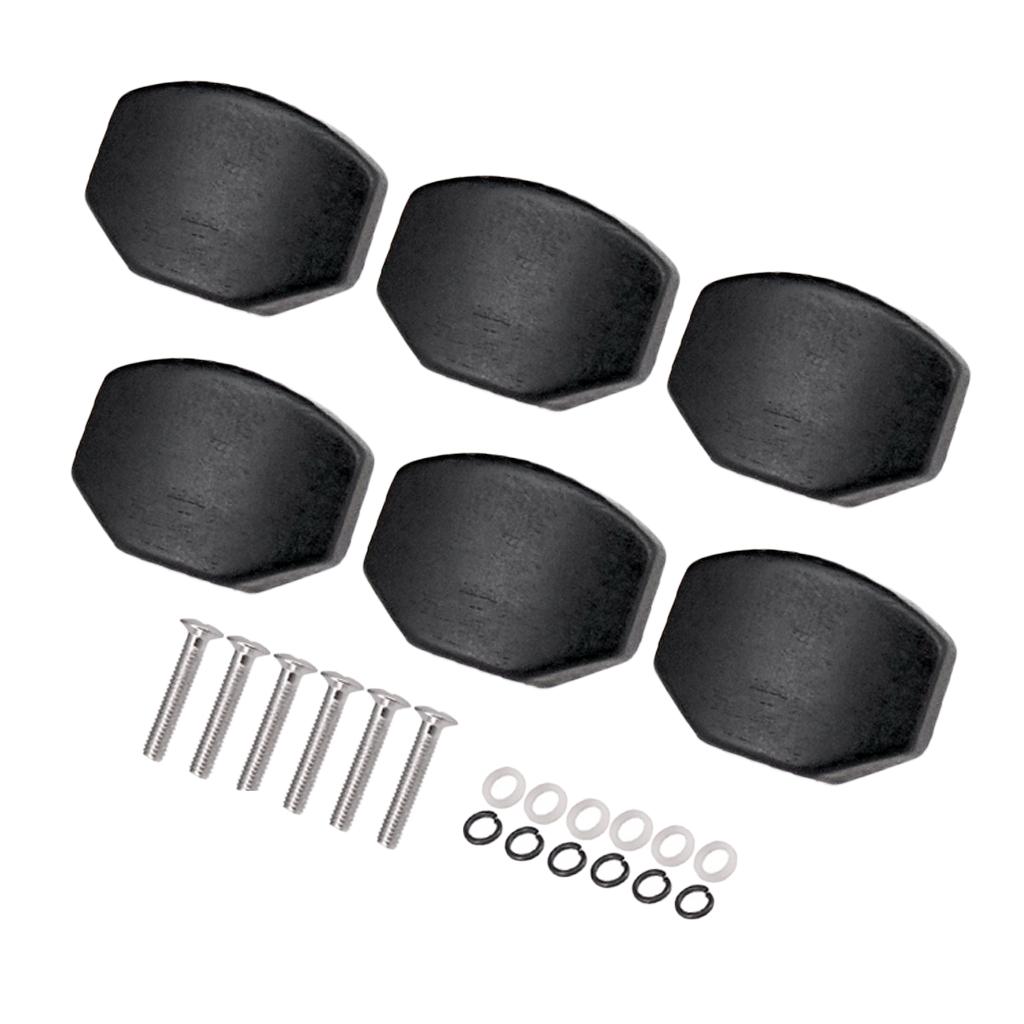 Sunnimix 6 Chiếc Bằng Gỗ Đàn Guitar Chỉnh Chốt Nắp Chỉnh Âm Máy Đầu Thay Thế Nút Núm, Đen