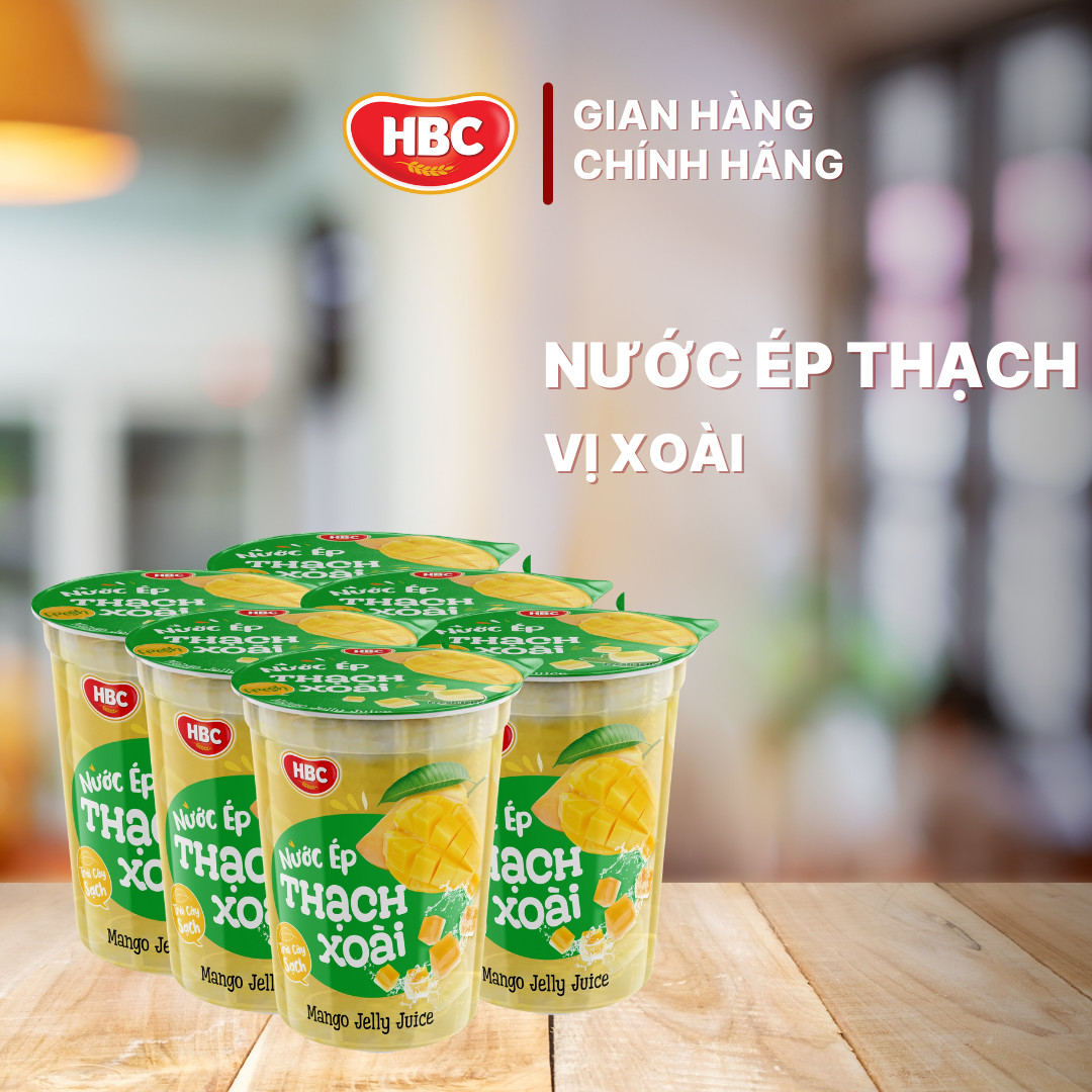 Nước ép thạch Xoài - HBC Foods - 220Gr/Ly ( 6 Ly/ Lốc) - Hành chính hãng