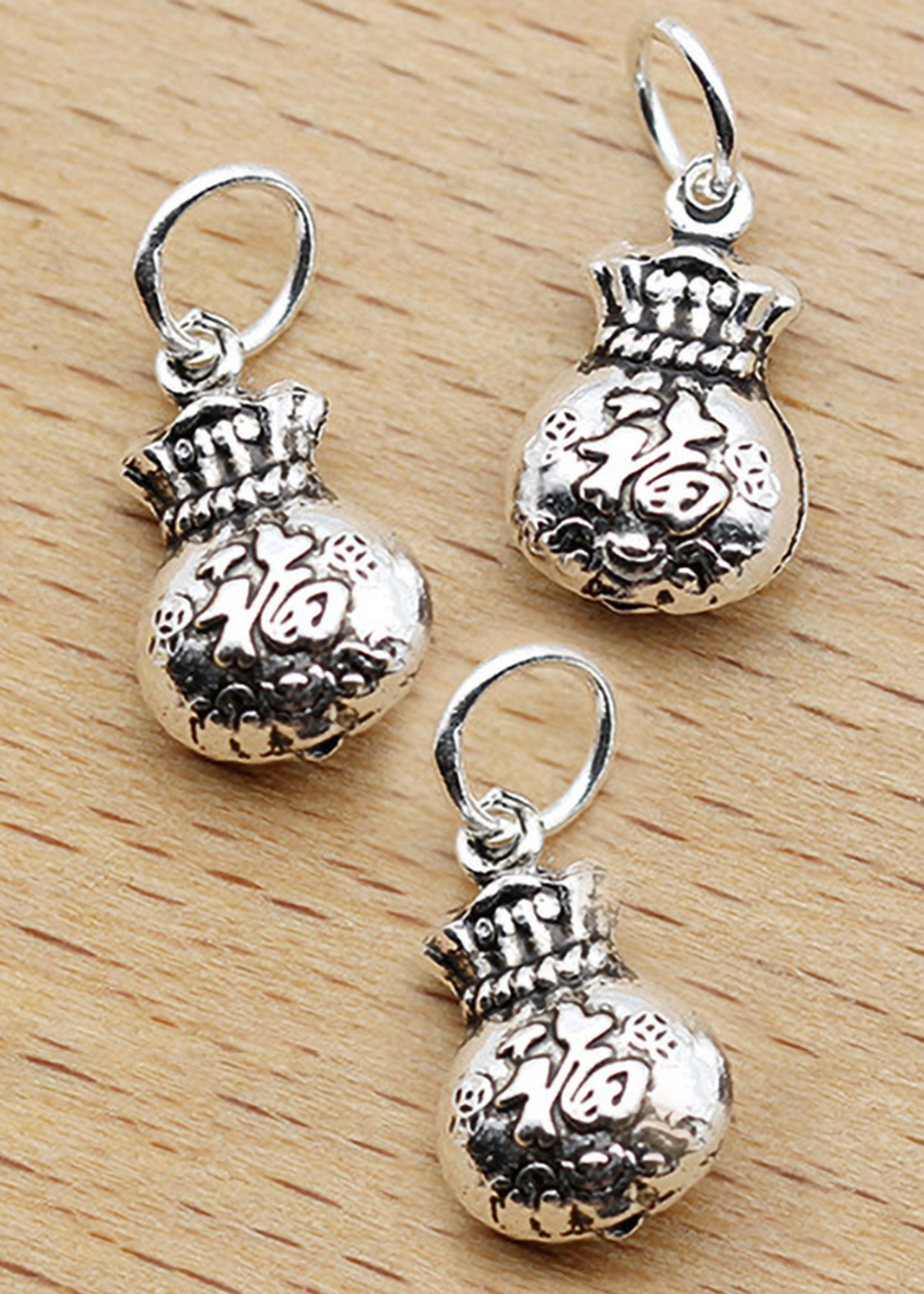 Combo 2 cái charm bạc hình túi tiền treo - Ngọc Quý Gemstones