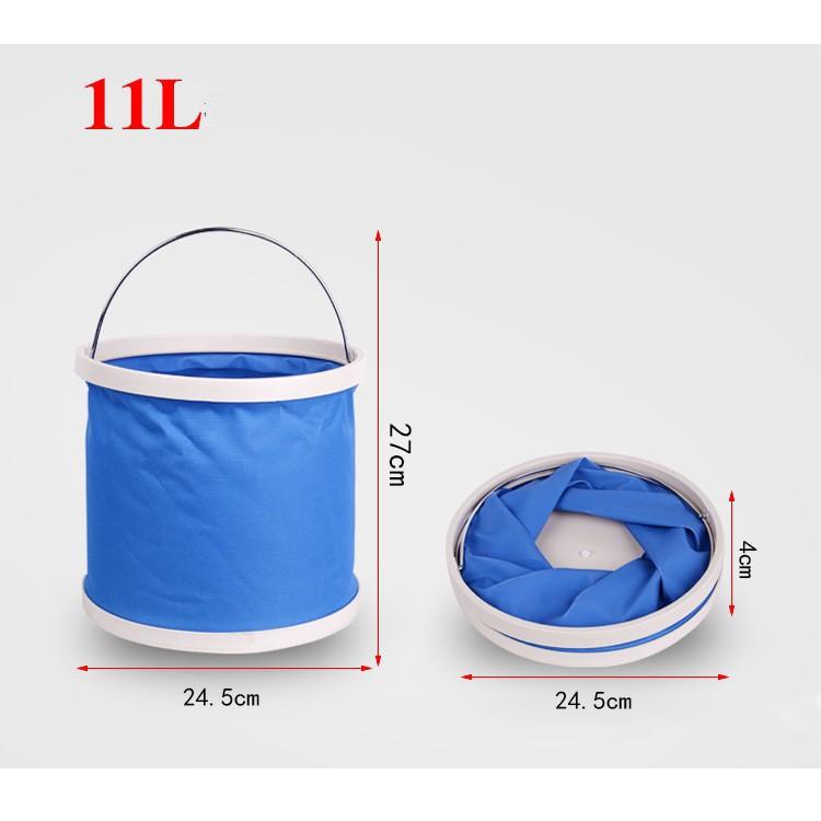 Xô vải gấp gọn đựng nước trên ô tô du lịch câu cá 11 Lít
