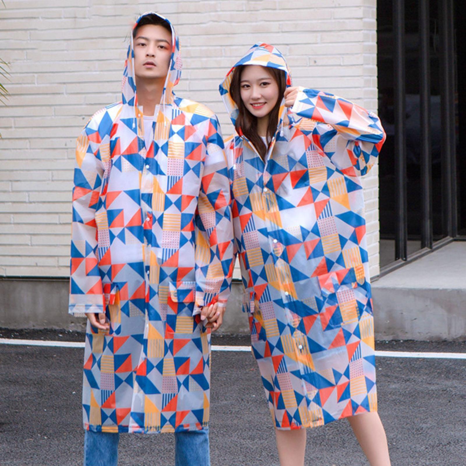 Reusable Raincoat Rain Coats Poncho with Hoods Hiking Running Rainwear M