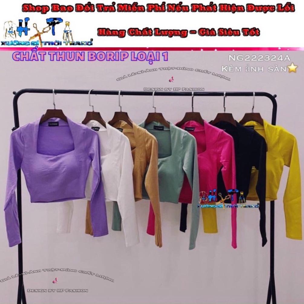 Áo kiểu croptop nữ đẹp ôm body tay dài cổ vuông sexy phong cách hàn quốc cực dễ thương mẫu mới thời trang 2021-A22  -TE