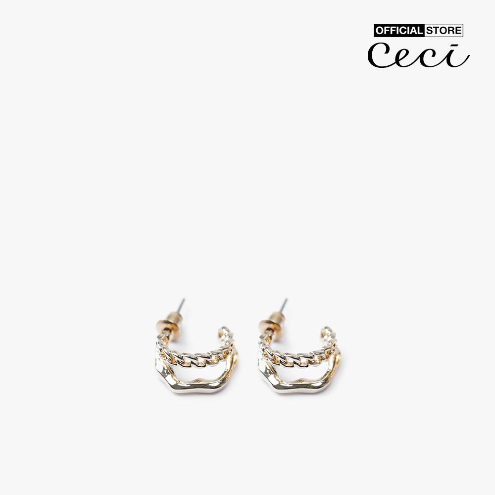 CECI - Khuyên tai nữ dạng hở phối thiết kế chuỗi xích độc đáo CC1-01000057-27