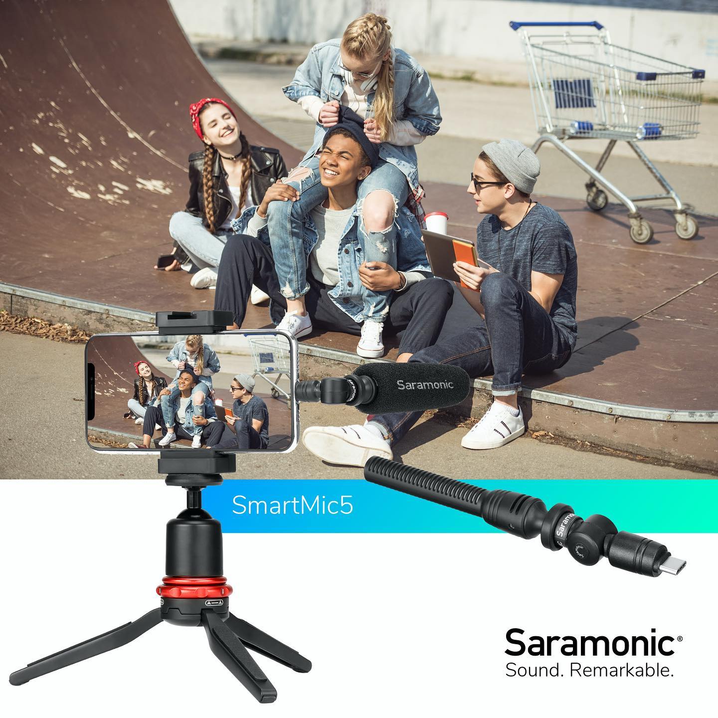 Micro Thu Âm Không Dây Saramonic SmartMic5 UC - Kết Nối Điện Thoại Android/ Cổng USB-C - Livestream/ Podcast/ Quay Vlog/ Ghi âm - Hàng Chính Hãng