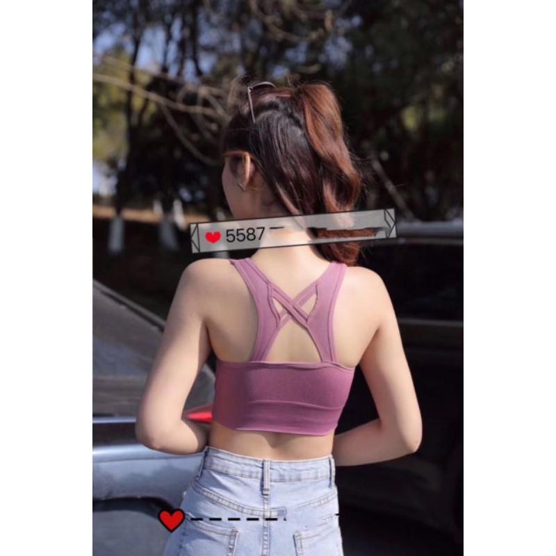 Áo bra tập gym thể thao dây chéo đan lưng mút vừa siêu đẹp