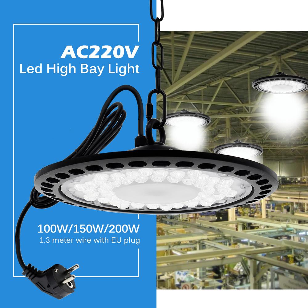 AC220V Siêu sáng UFO LED Đèn High Bay Chống thấm nước Chiếu sáng công nghiệp thương mại Thị trường Nhà kho Đèn nhà để xe