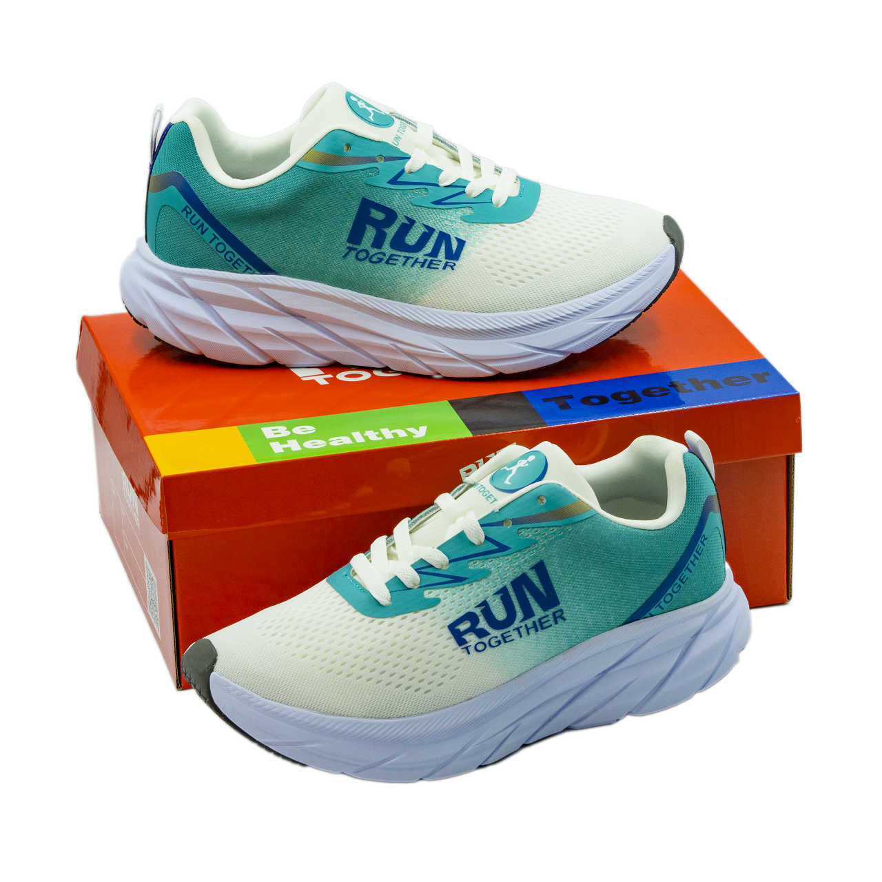 Giày thể thao chạy bộ Run Together công nghệ gắn chip thông minh - Giày sneaker màu xanh đế cao