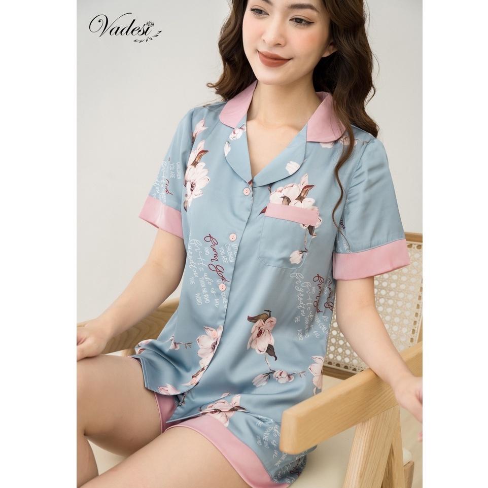 Bộ Pijama Đùi Nữ - Vadesi, Đồ Mặc Nhà Lụa Luxury Cao Cấp Họa Tiết Đẹp