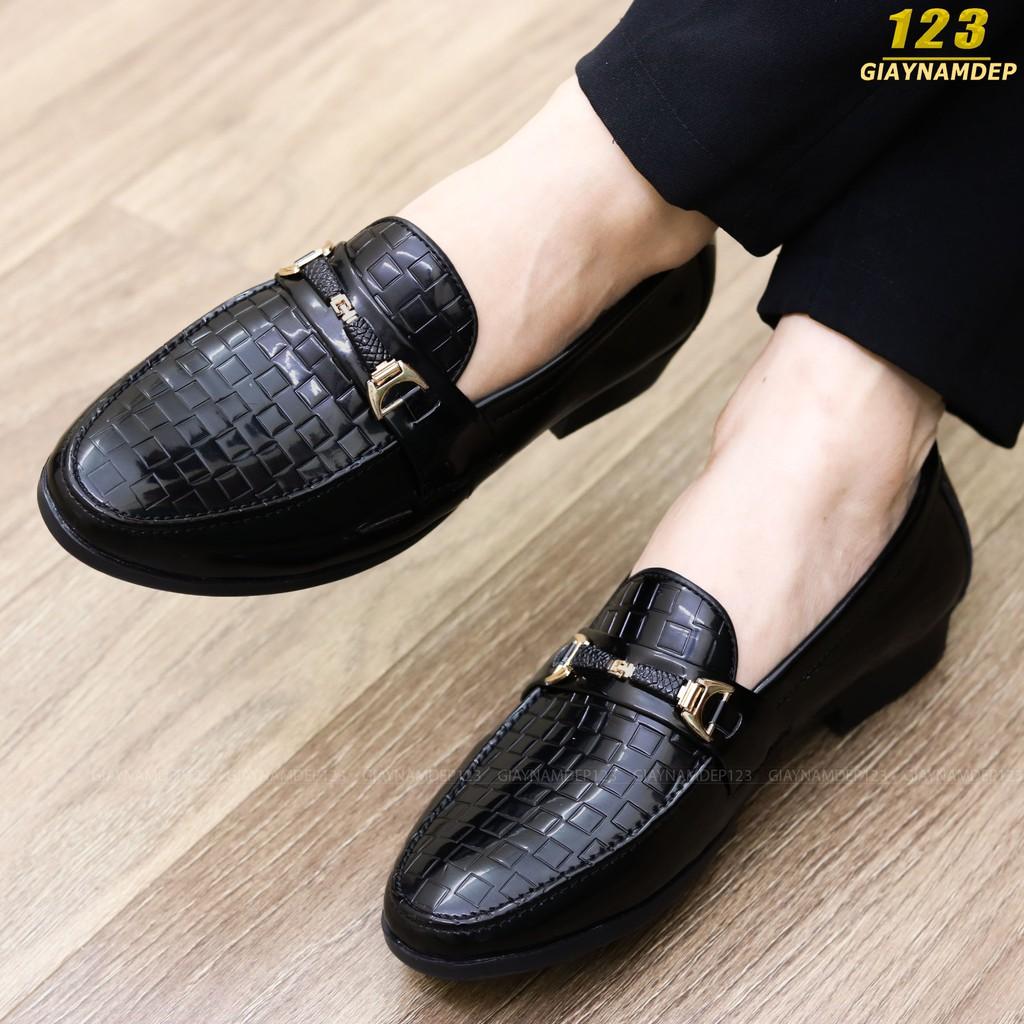 GIÀY LƯỜI NAM DA PU CAO CẤP - MẶT TRÊN KẺ CARO MÃ L157