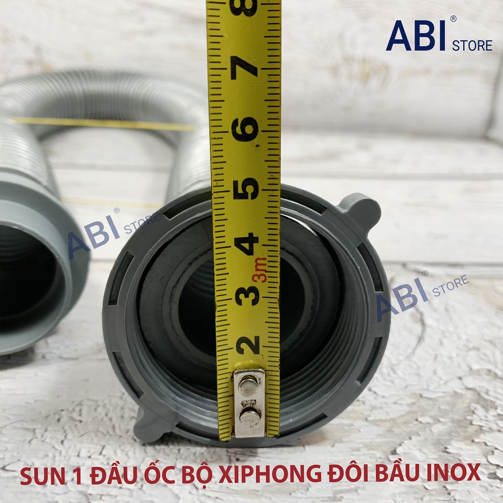 Ống thoát nước bộ xi phông chậu rửa bát 2 hố bầu inox ( sun 1 đầu ốc, sun 2 đầu ốc )