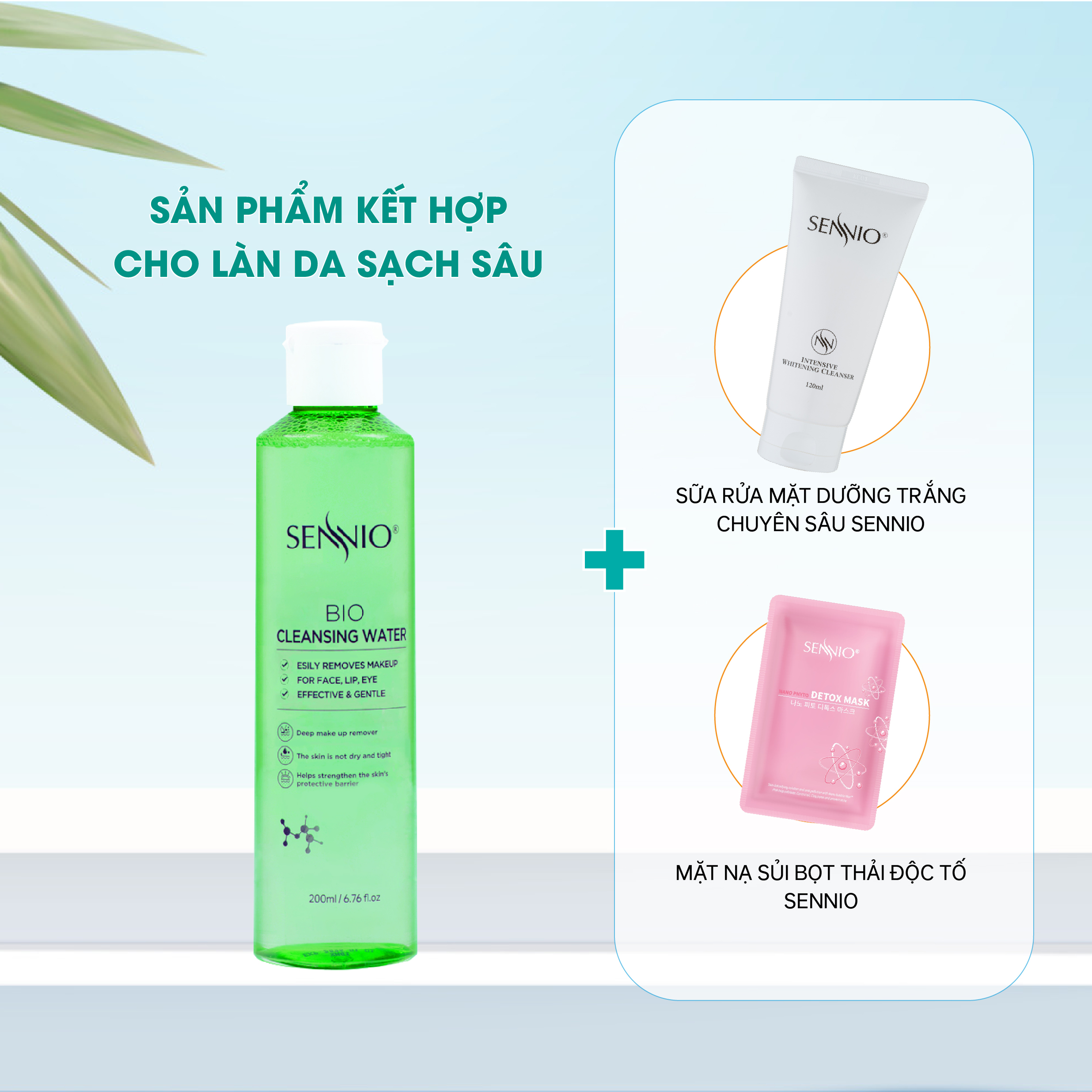 Nước tẩy trang không cồn Sennio Cleansing Water làm sạch sâu phù hợp với mọi làm da 200ml SNO 836