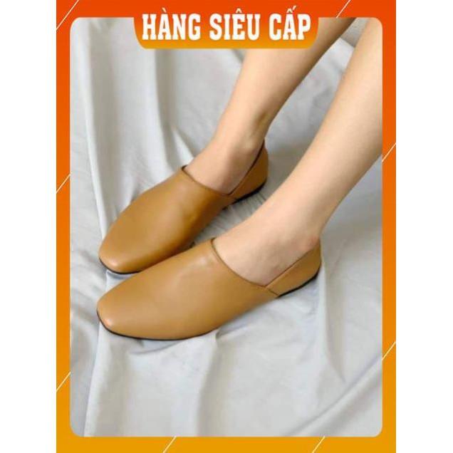 Giày bệt slipon, giày nữ da thật, mũi vuông, siêu mềm