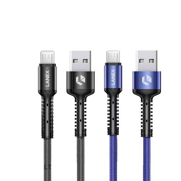 CÁP SẠC NHANH DÂY DÙ MICRO USB 2.4A LANEX LTC-N01M - DÀI 1.2M - HÀNH CHÍNH HÃNG