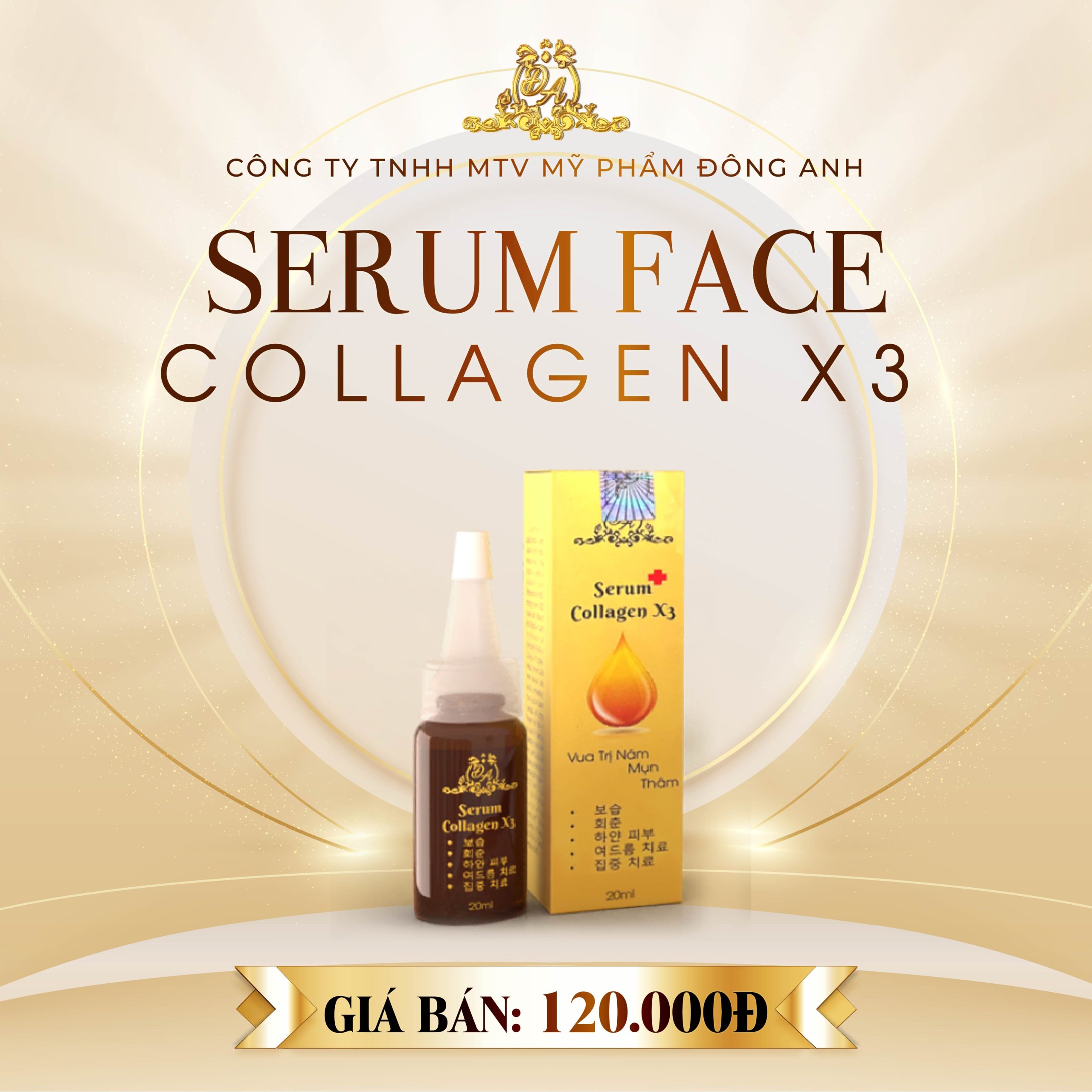 Serum Nám Collagen X3 Dưỡng Ẩm Trắng Da Mờ Thâm Nám Mỹ Phẩm Đông Anh Chính Hãng 20ml