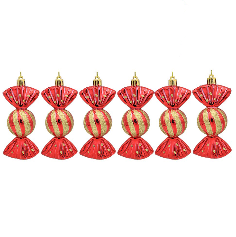 Set 6 Kẹo Xoắn E64 Phụ Kiện Trang Trí Treo Cây Thông Giáng Sinh Decor Noel