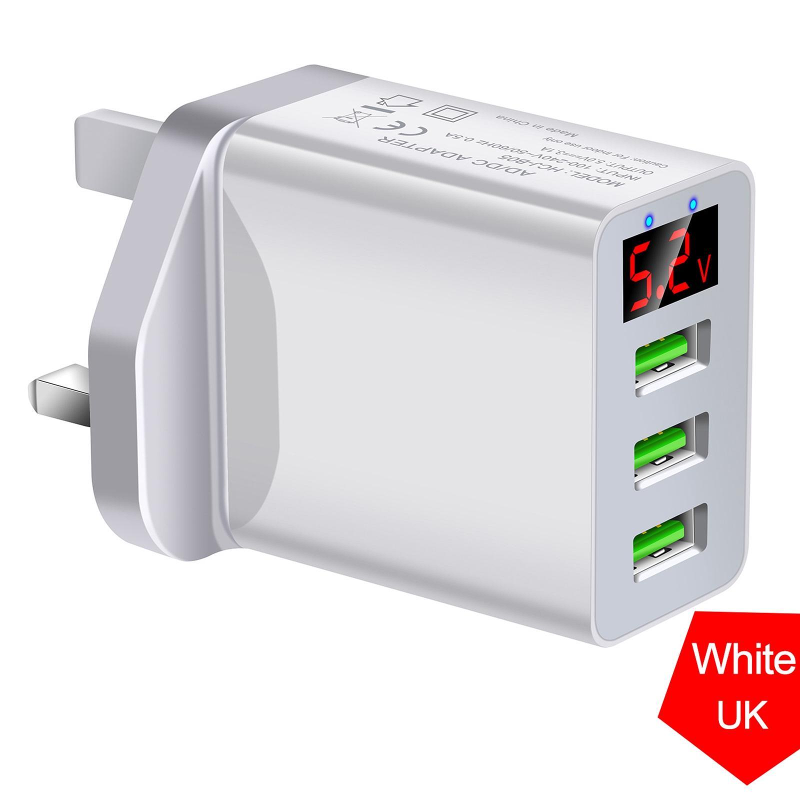 3USB Digital Display Fast Charging  with Display Compact Multi  Phone Charger Fast Charging Block for Travel Charging