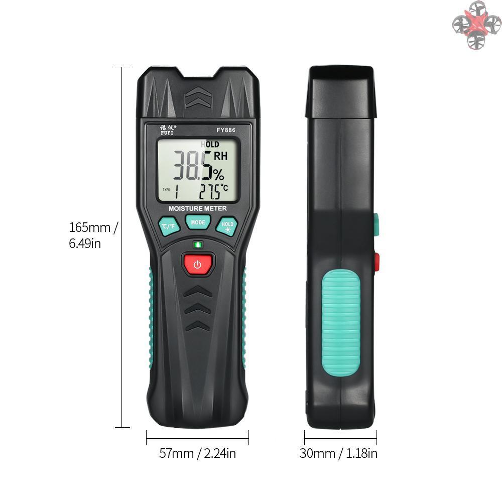 Máy đo độ ẩm kỹ thuật số FUYI 7 chế độ màn hình LCD có đèn nền có chức năng lưu dữ liệu phạm vi 0.0%~60.0%