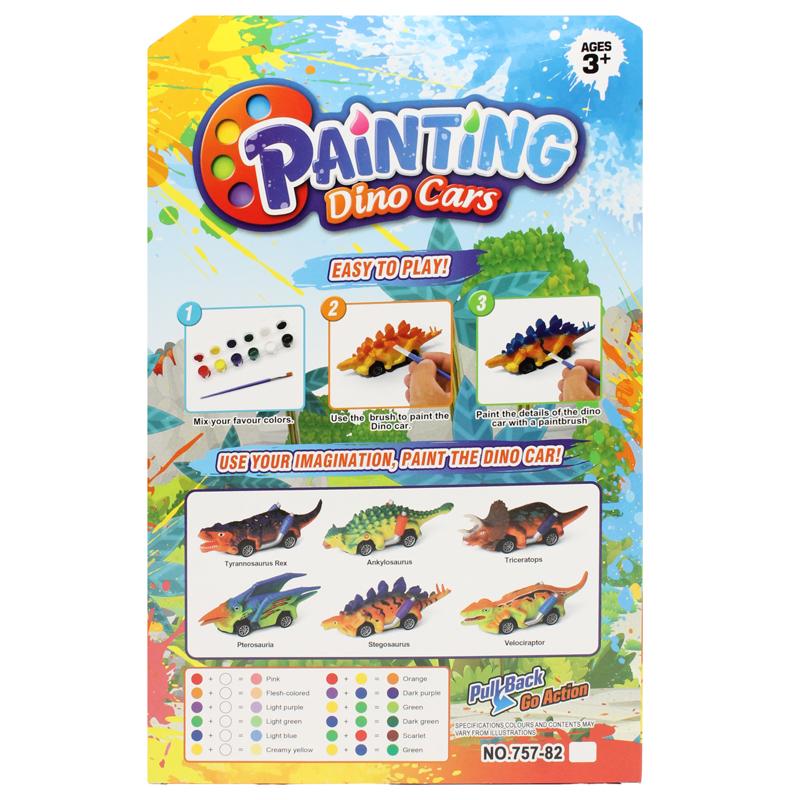 Bộ Tô Màu Khủng Long Sáng Tạo Với 4 Xe Trớn Đi Kèm - Dino Target DN82A