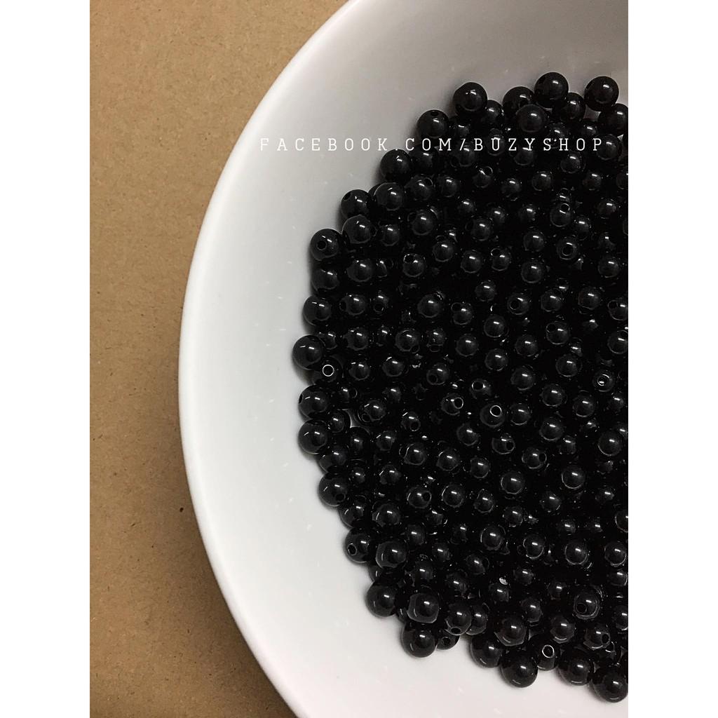 hạt nhựa đen xỏ vòng nguyên liệu handmade, phụ liệu thủ công