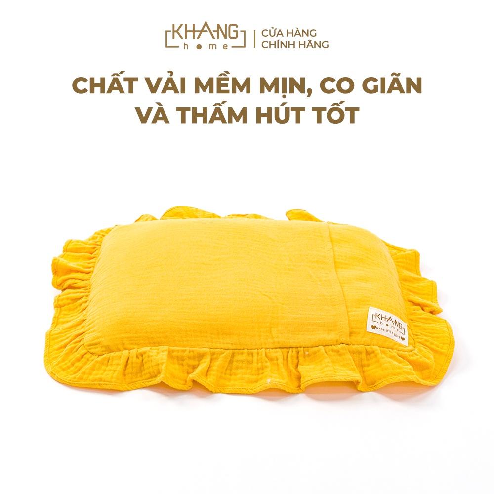 Gối Nằm Vải Xô Khang Home Thấm Hút Tốt Cho Bé Sơ Sinh 25x35cm